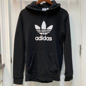 Adidas Black & White Trefoil Logo Pullover Hoodie Sweatshirt Size Medium